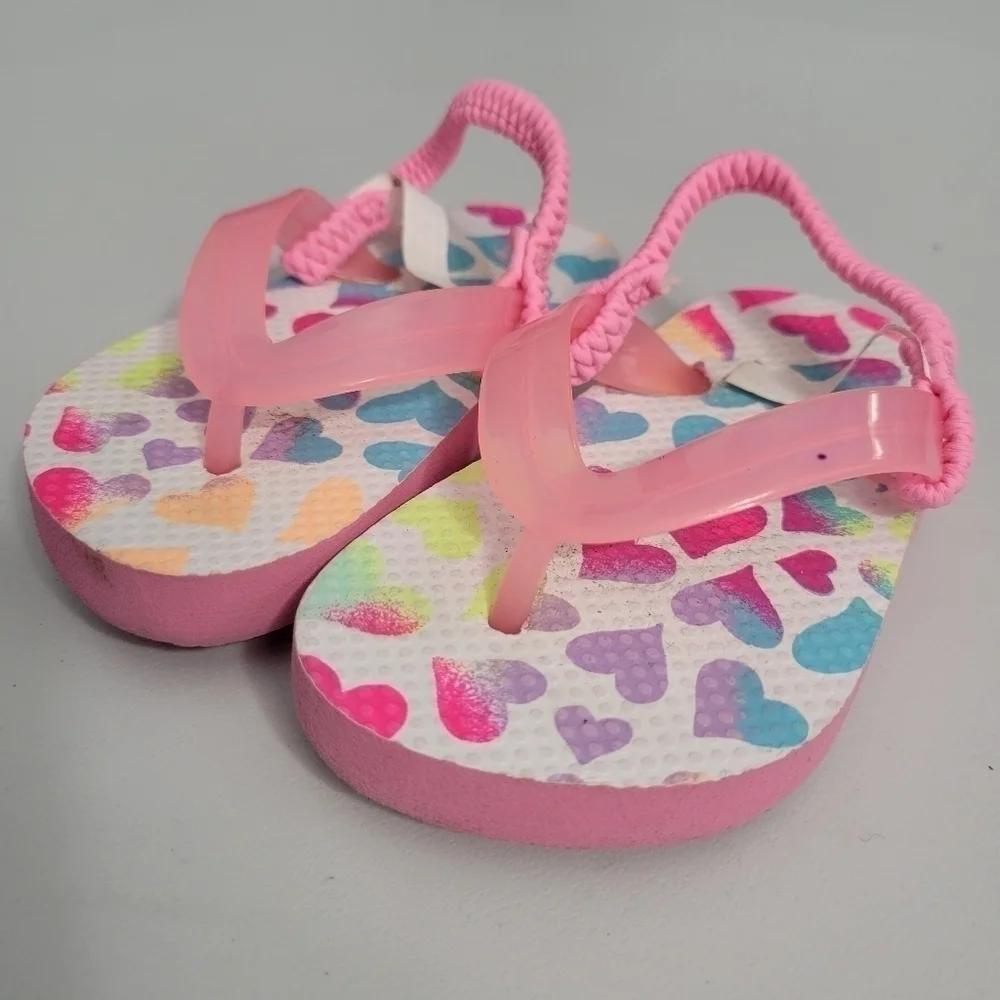 Children's Place Baby Heart Print Sandals Flip Flops